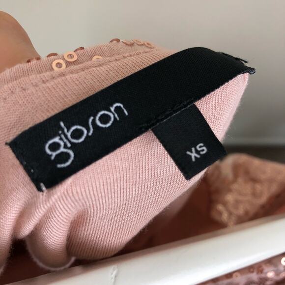 GIBSON X GLAM SQUAD Pink Sequin Top Scoop Back XS NWT Glam Sparkle Pastel - Picture 6 of 7